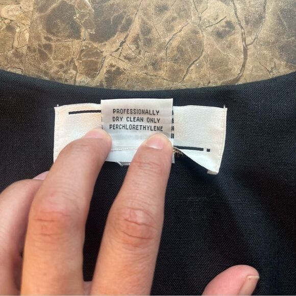 Vtg DL DEBORAH LAWS Womens Black Safari Print Linen Blend Dress - Picture 7 of 7